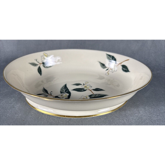 Flintridge‎ TEA LEAVES Oval Vegetable Bowl Cream/Sage/Gold Footed 9.5”L x 7.5”W - Picture 1 of 8